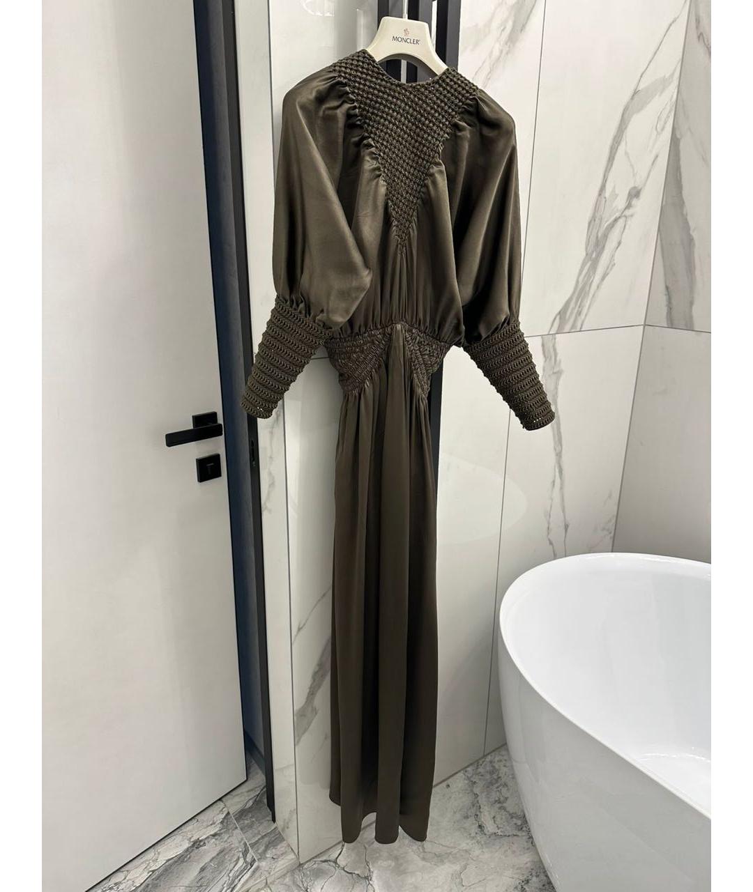 FENDI Зеленые шелковое вечернее платье, фото 3