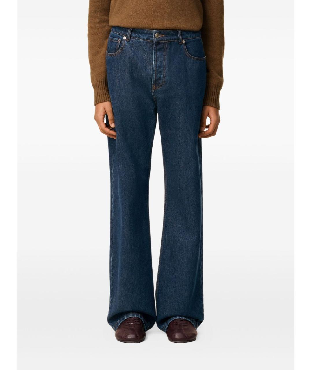 Ami Paris Синие хлопковые прямые джинсы, фото 4