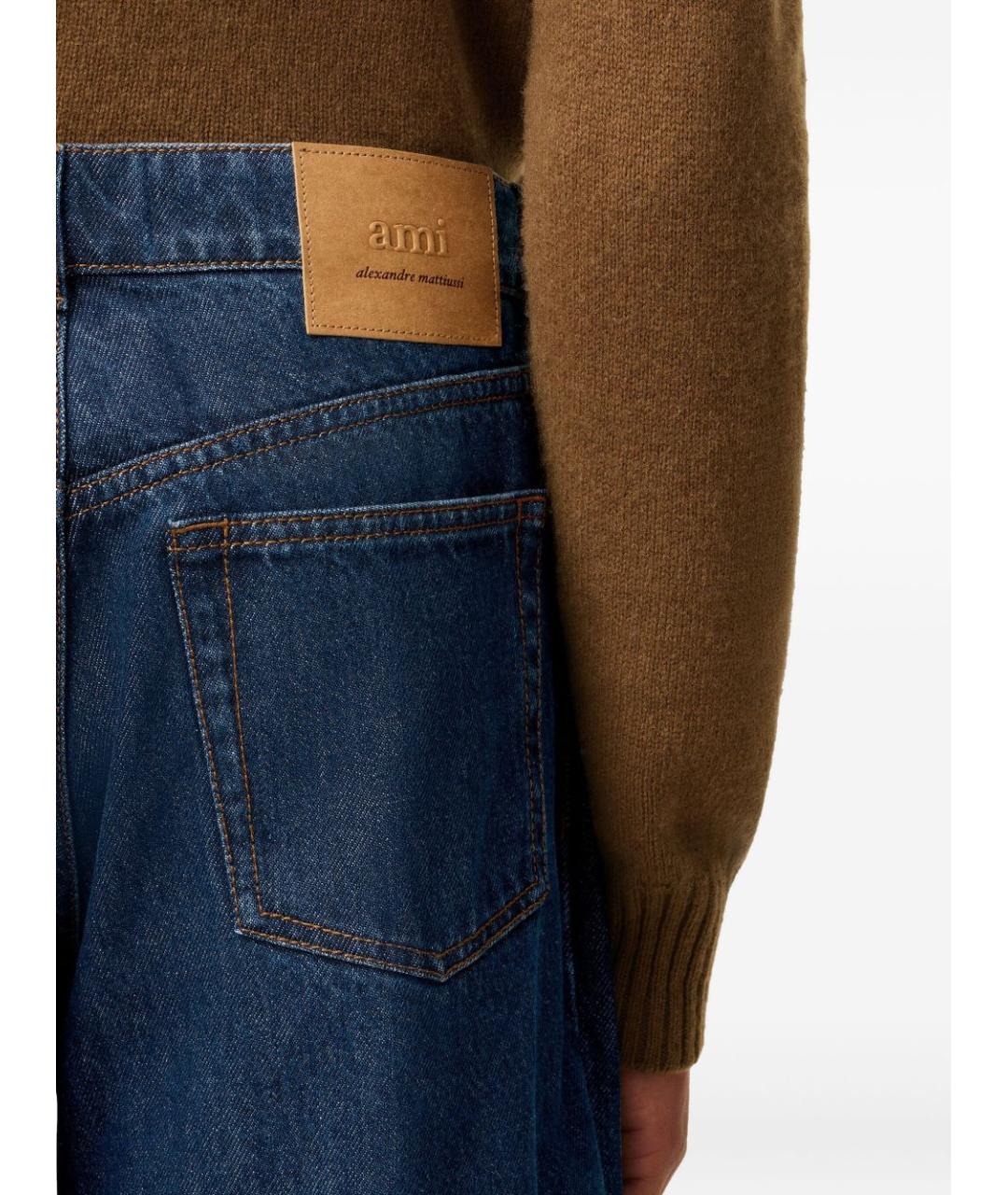 Ami Paris Синие хлопковые прямые джинсы, фото 3