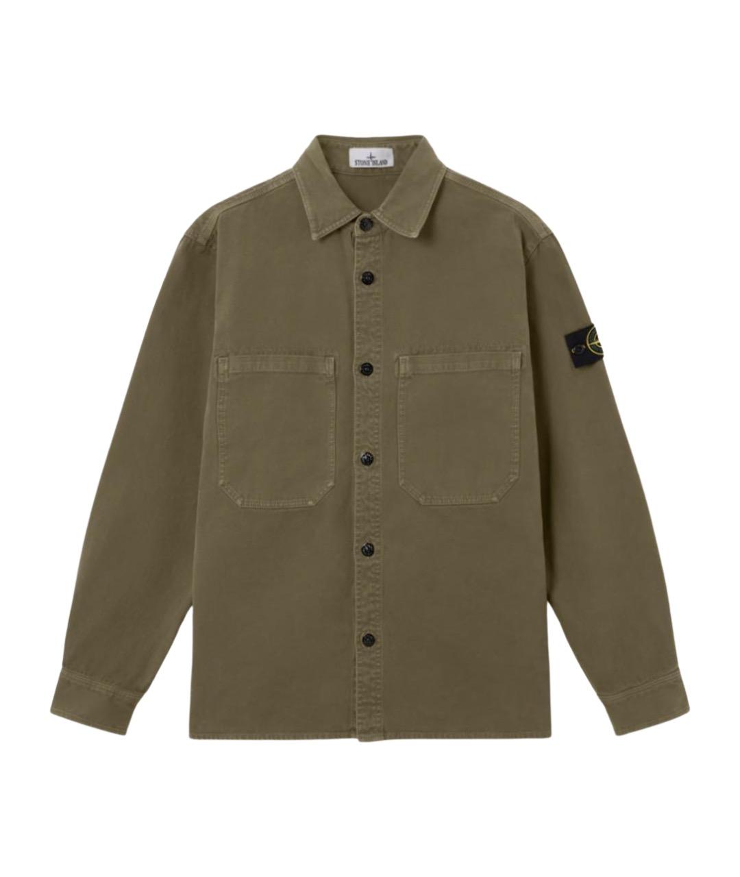 STONE ISLAND Хаки хлопковая кэжуал рубашка, фото 1