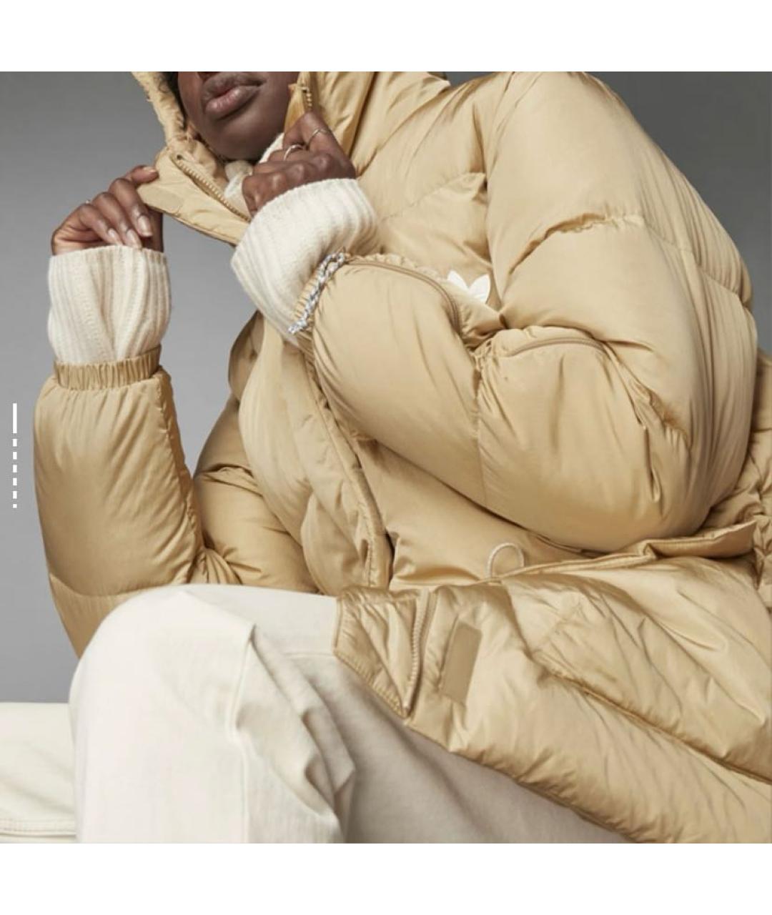 ADIDAS Бежевый полиамидовый пуховик, фото 3