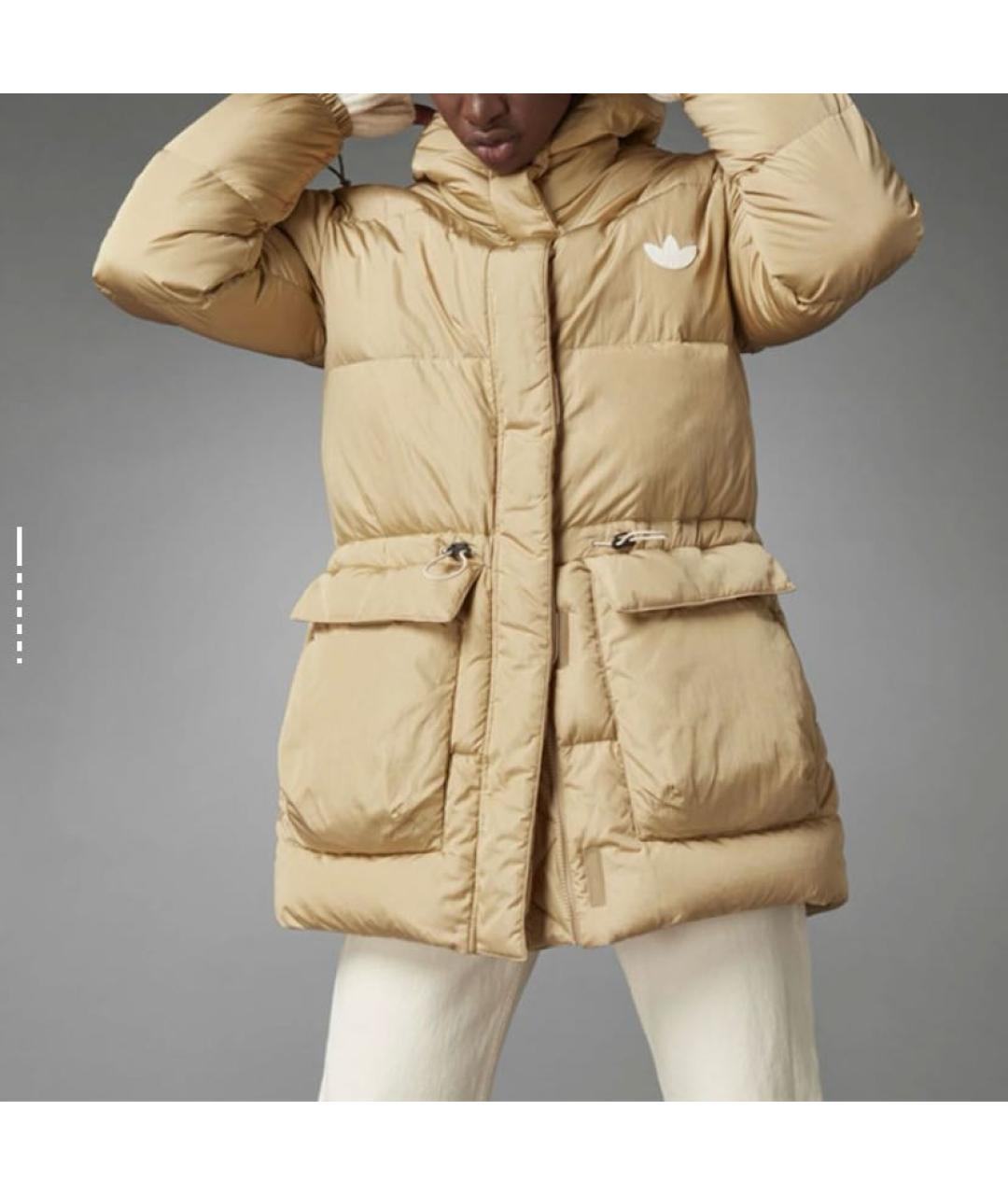 ADIDAS Бежевый полиамидовый пуховик, фото 4