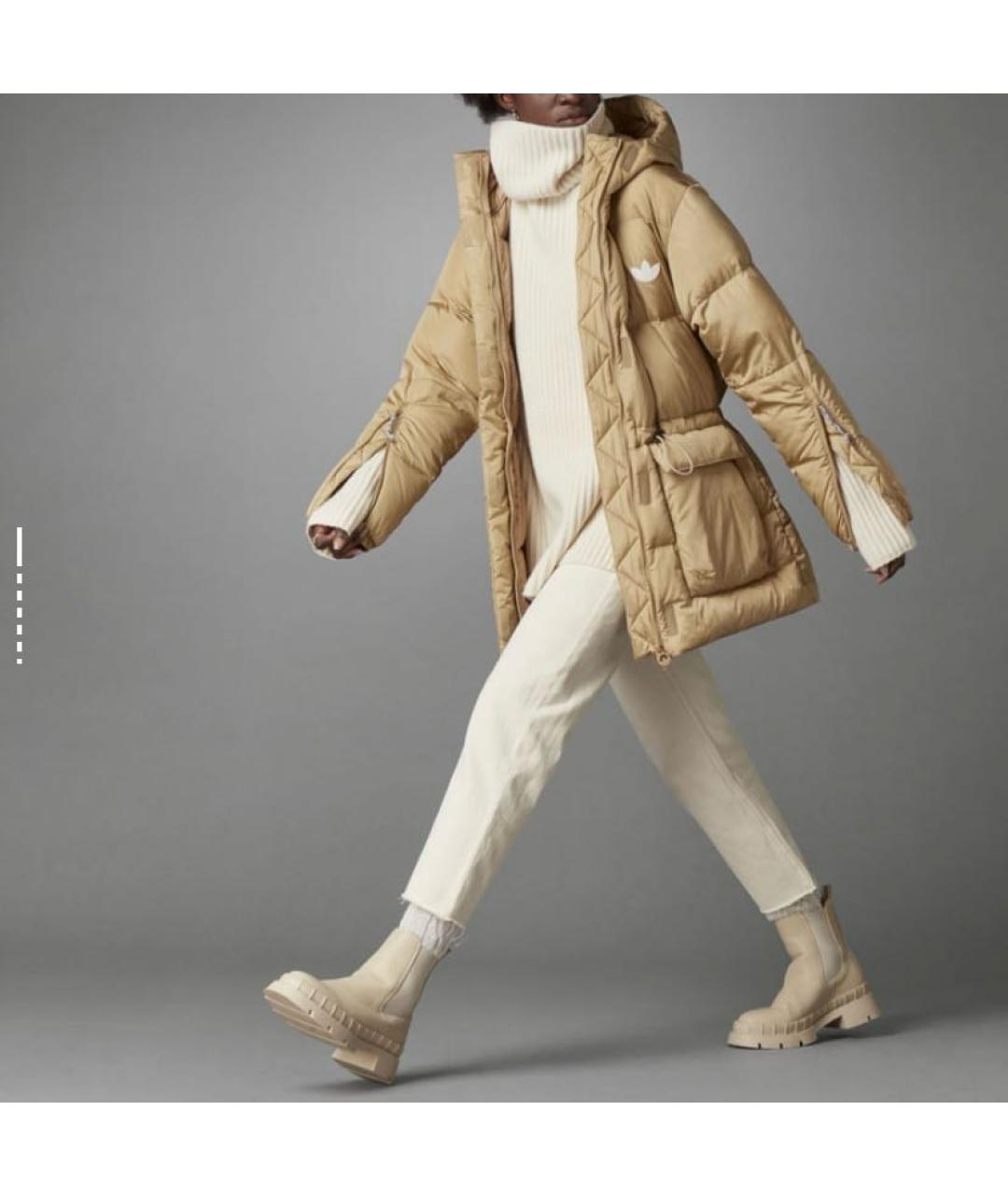 ADIDAS Бежевый полиамидовый пуховик, фото 6