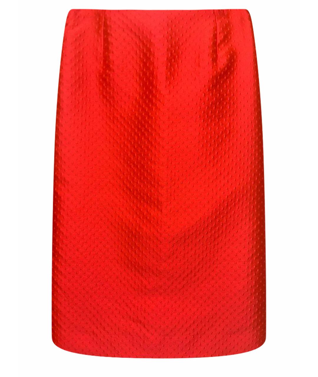 DRIES VAN NOTEN Коралловая шелковая юбка миди, фото 1