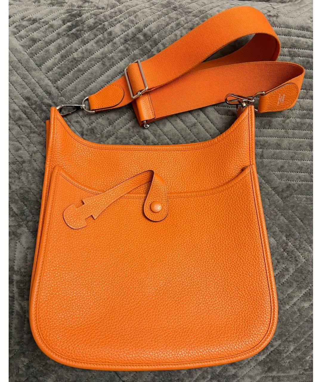 HERMES Оранжевая кожаная сумка через плечо, фото 2