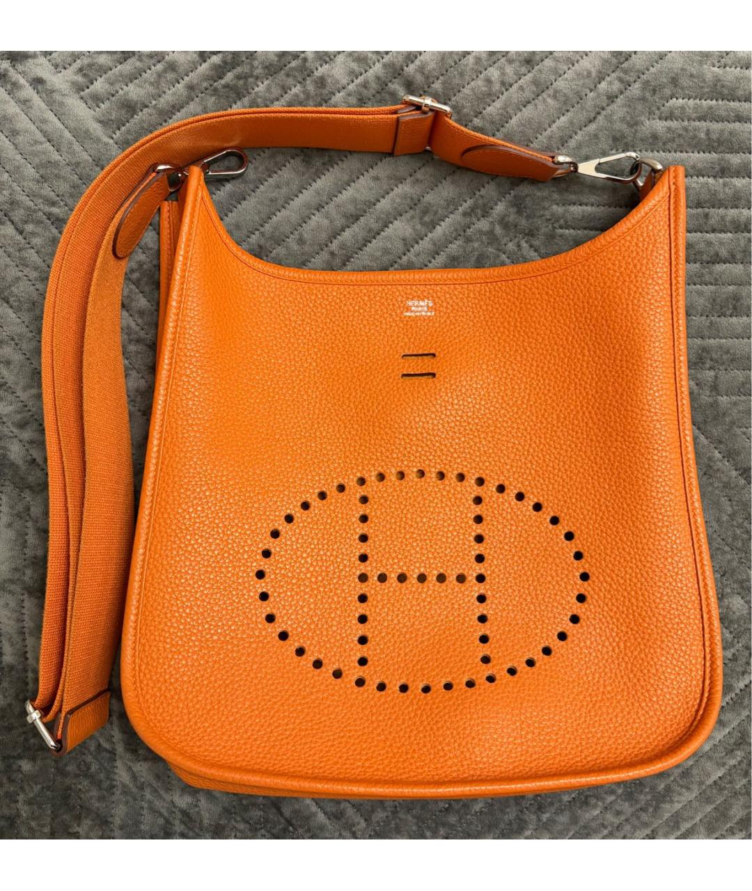 HERMES Оранжевая кожаная сумка через плечо, фото 5