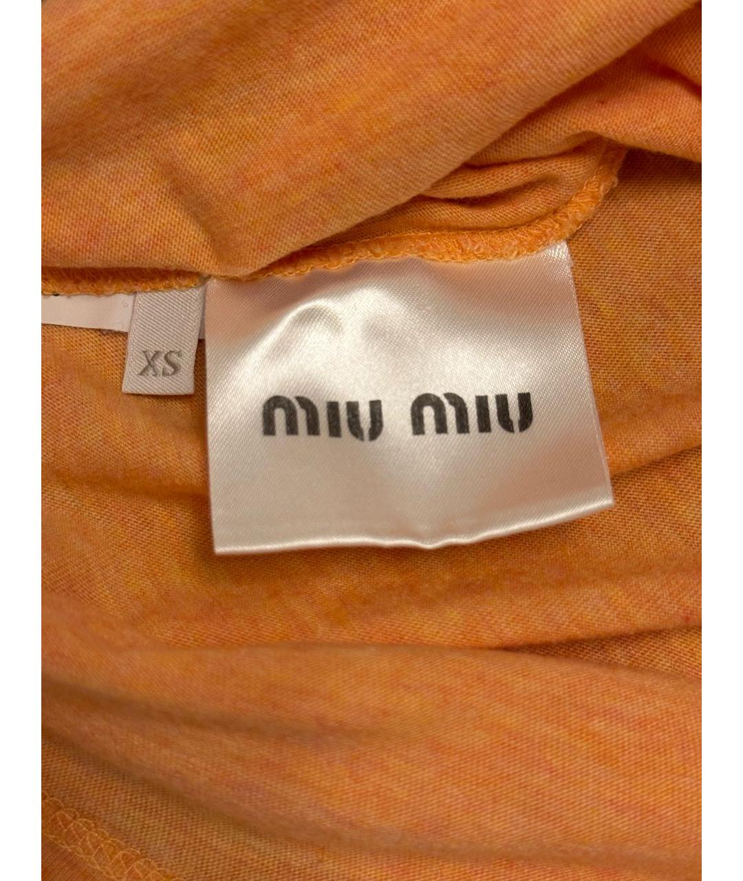 MIU MIU Коралловая хлопковая футболка, фото 5
