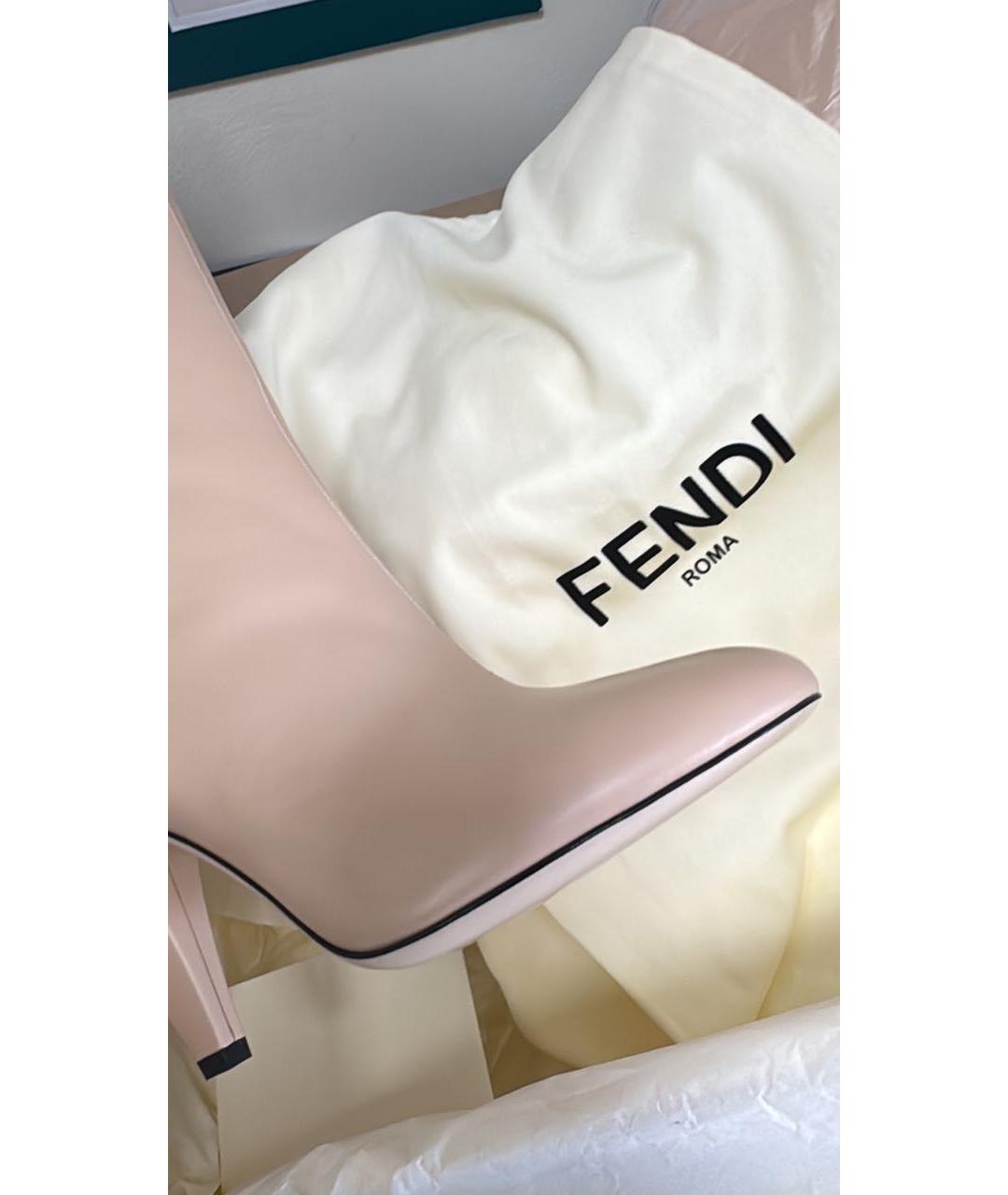 FENDI Бежевые кожаные сапоги, фото 7