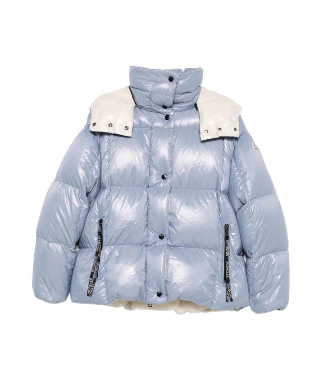 MONCLER Голубой полиамидовый пуховик, фото 1