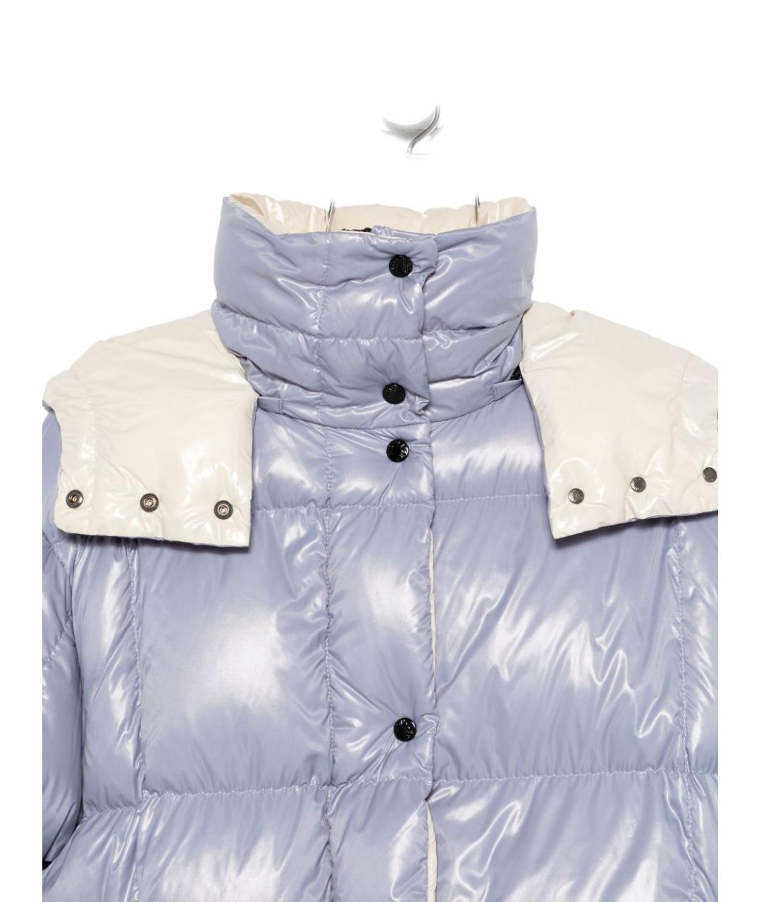 MONCLER Голубой полиамидовый пуховик, фото 2