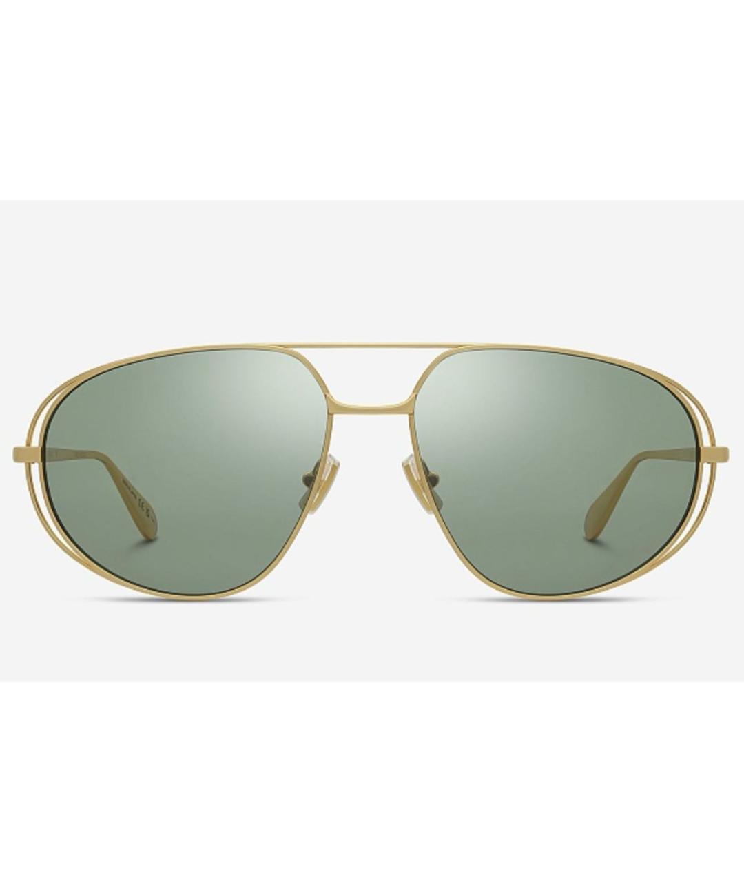 BOTTEGA VENETA Золотые металлические солнцезащитные очки, фото 2