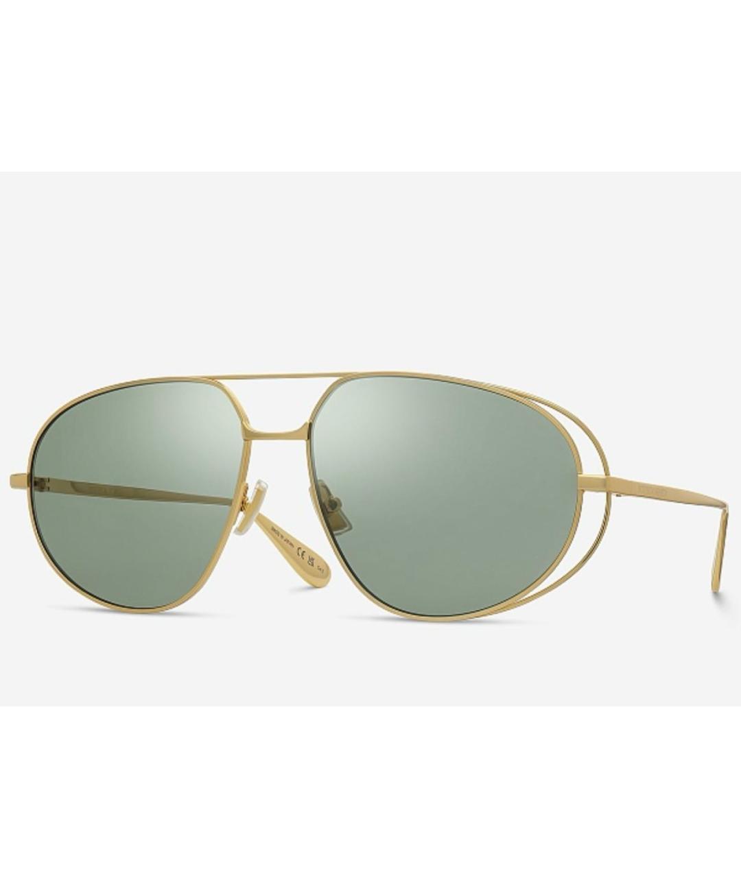 BOTTEGA VENETA Золотые металлические солнцезащитные очки, фото 7