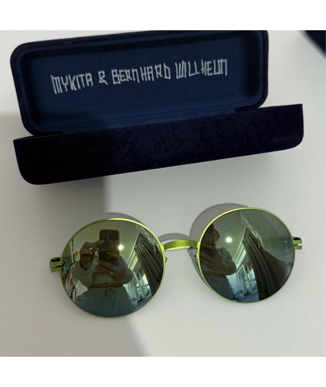 MYKITA Зеленые металлические солнцезащитные очки, фото 3