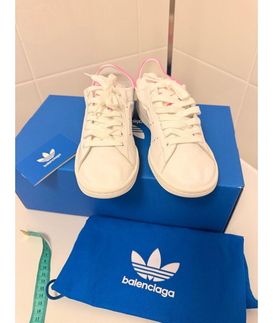 BALENCIAGA Белые кожаные кеды, фото 2