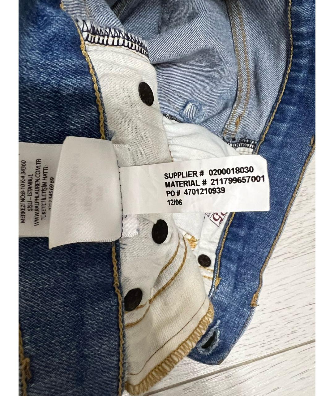 POLO RALPH LAUREN Голубые хлопковые джинсы слим, фото 5