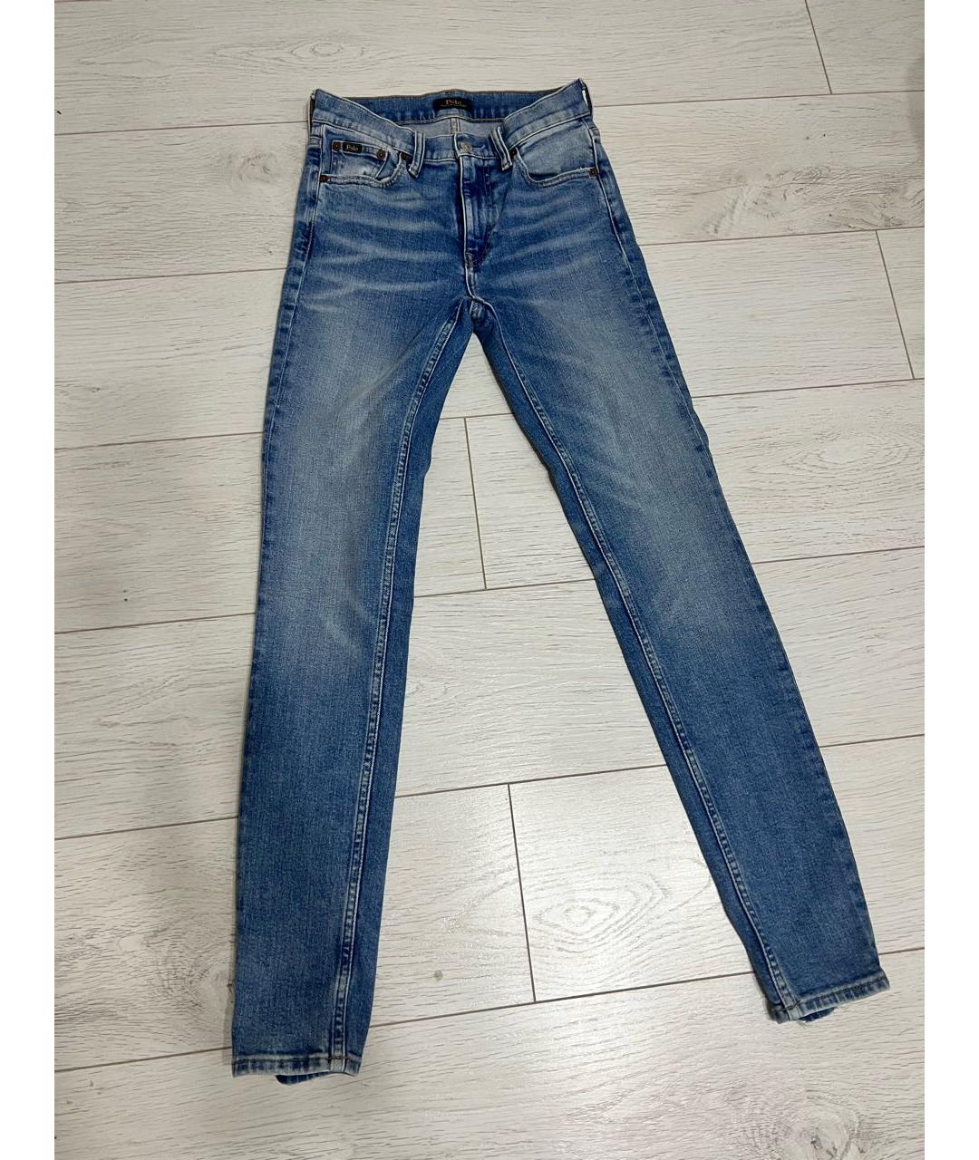 POLO RALPH LAUREN Голубые хлопковые джинсы слим, фото 6