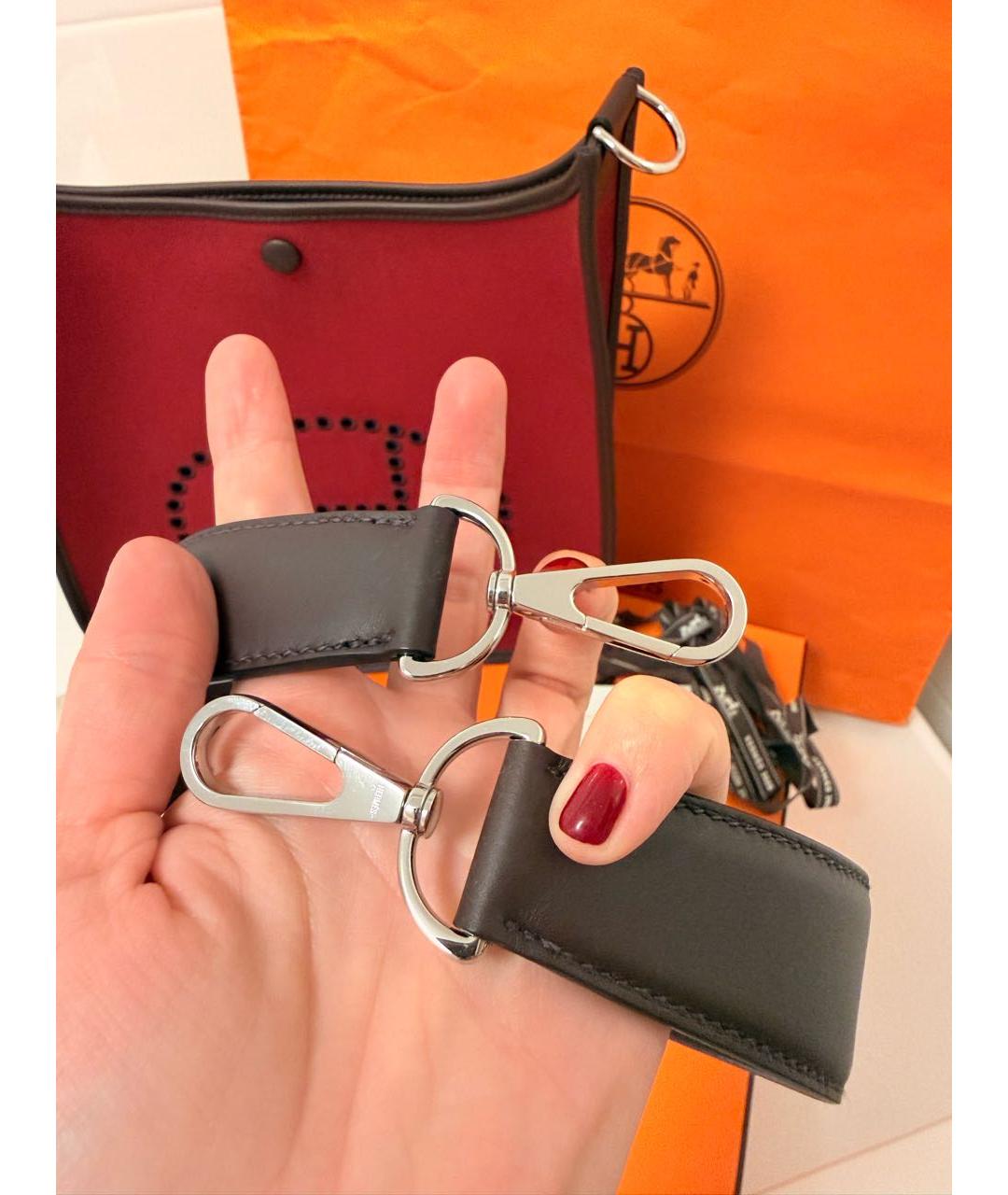 HERMES Бордовая тканевая сумка через плечо, фото 5