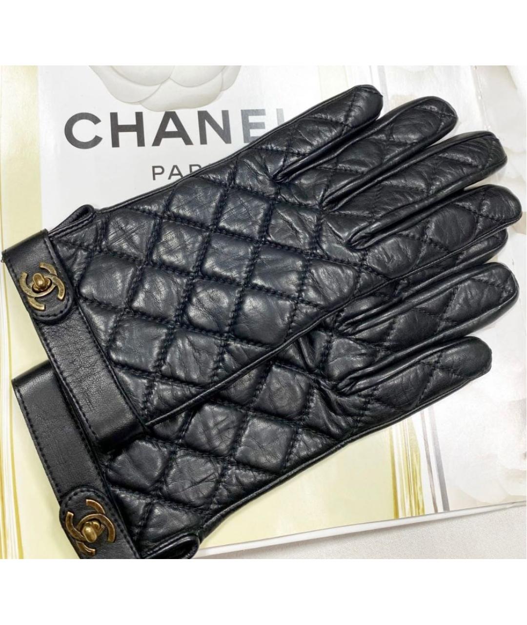 CHANEL Черные кожаные перчатки, фото 2