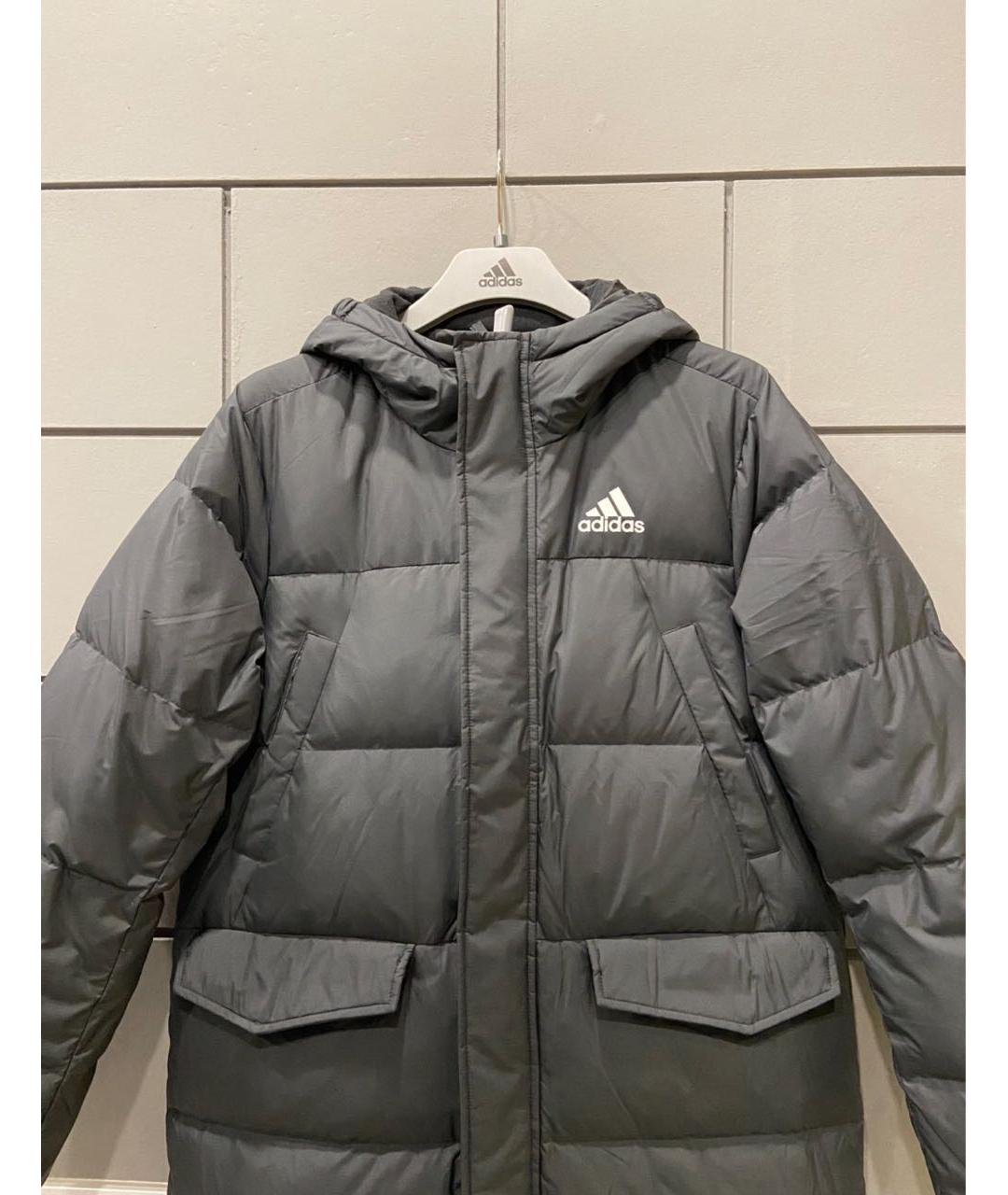 ADIDAS Черный полиуретановый пуховик, фото 3