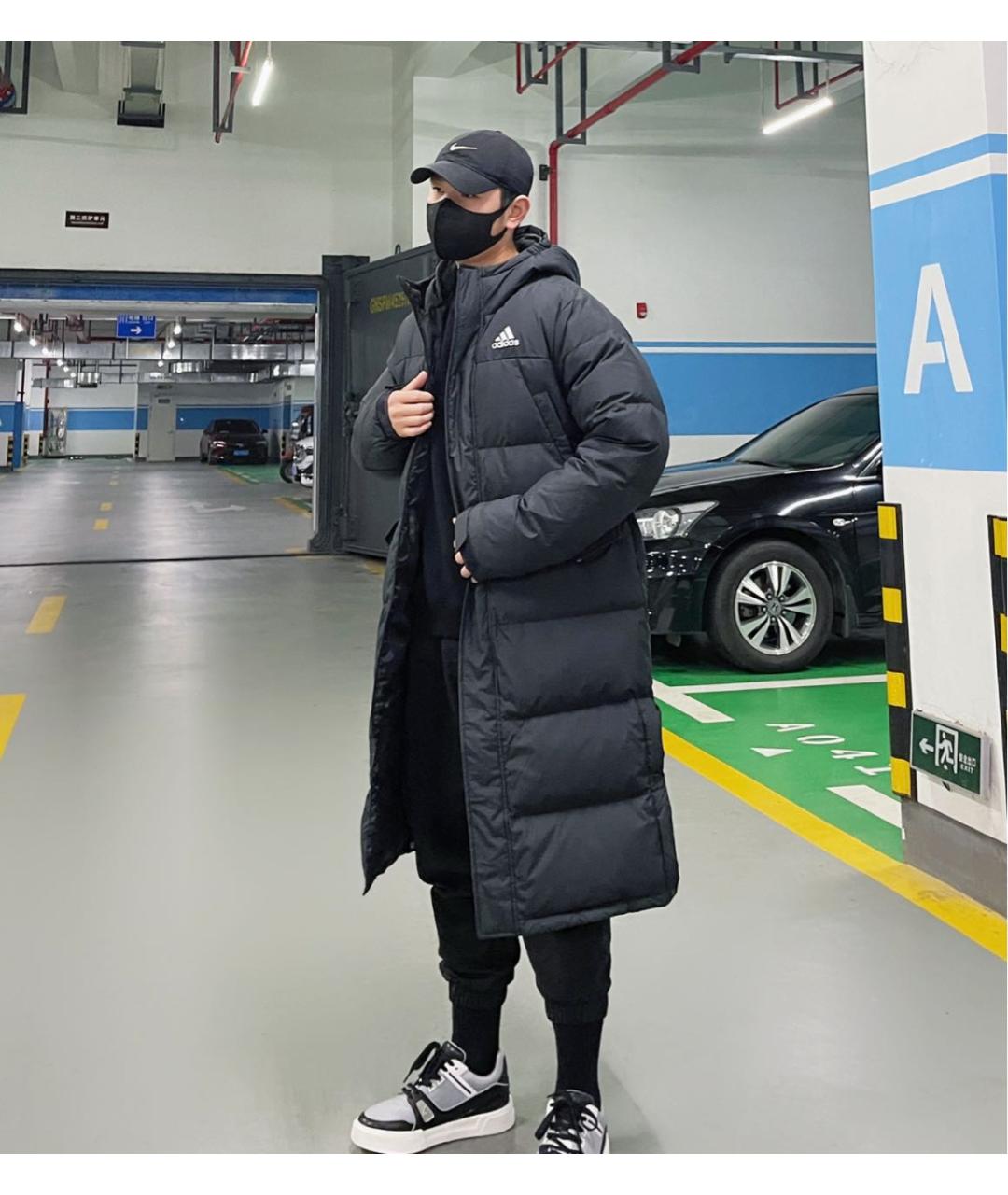 ADIDAS Черный полиуретановый пуховик, фото 8