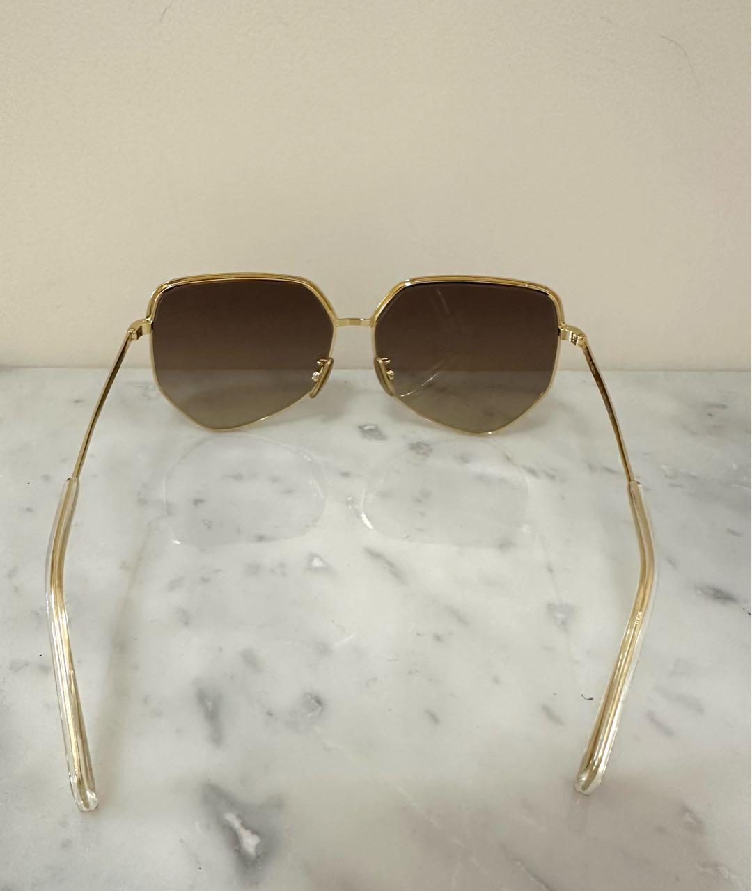CELINE Золотые металлические солнцезащитные очки, фото 6