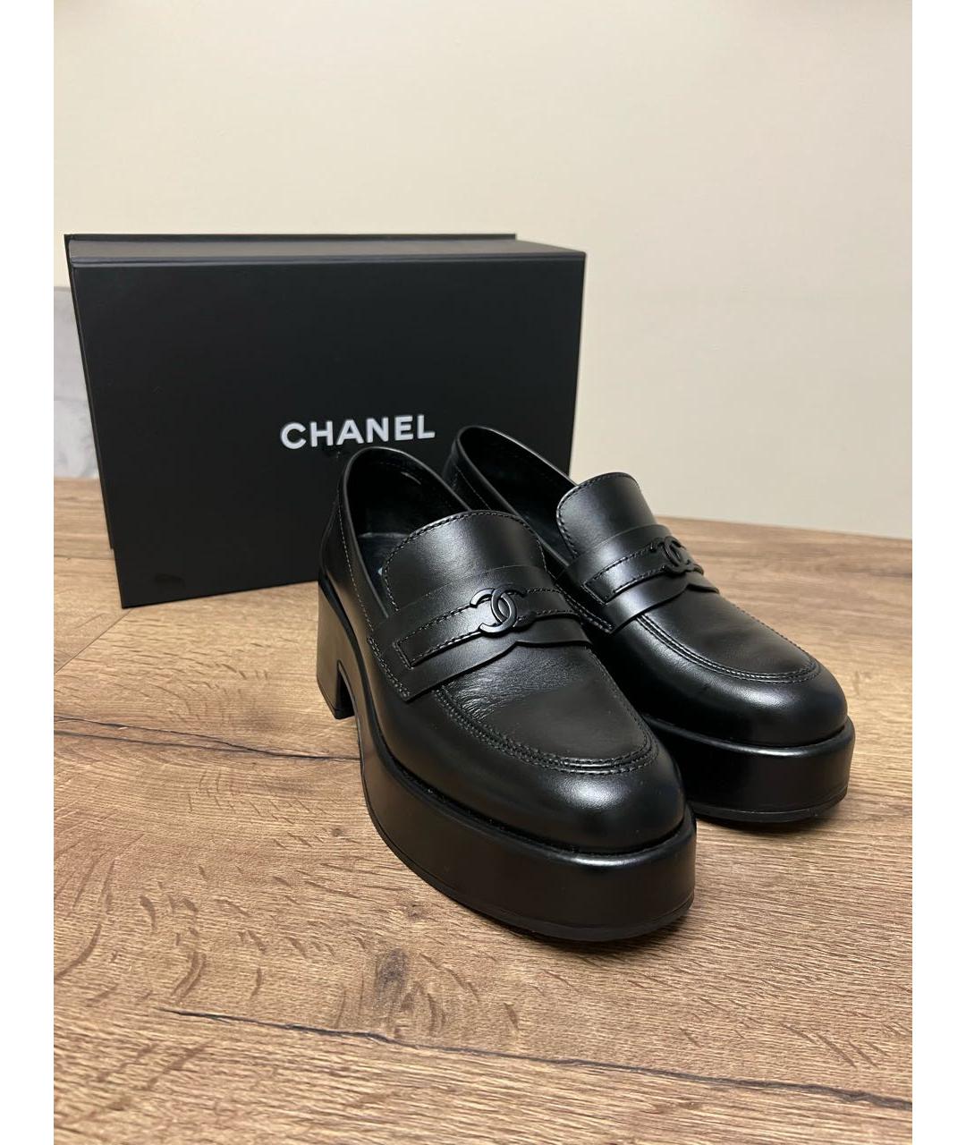CHANEL Черные кожаные лоферы, фото 5