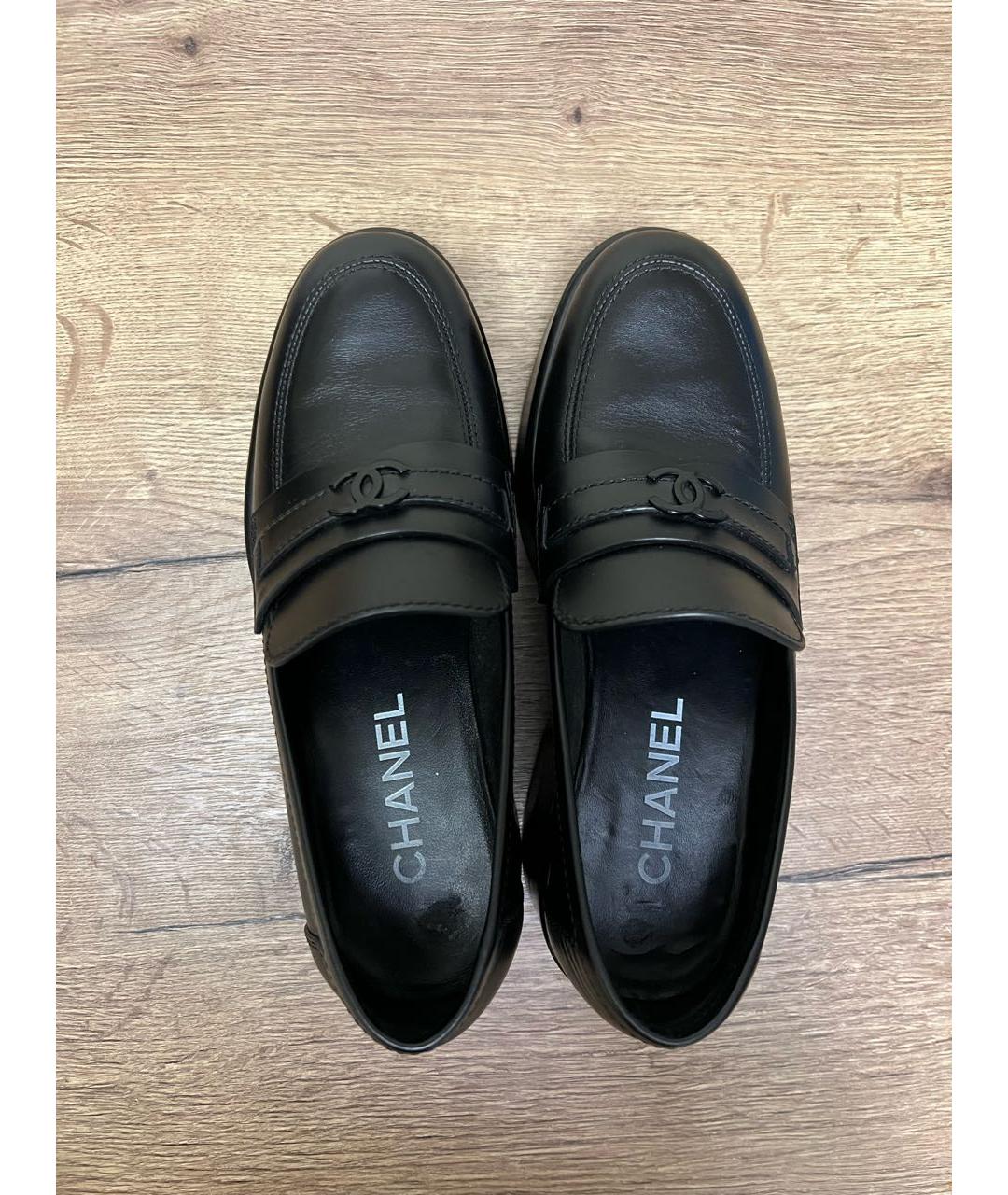 CHANEL Черные кожаные лоферы, фото 3