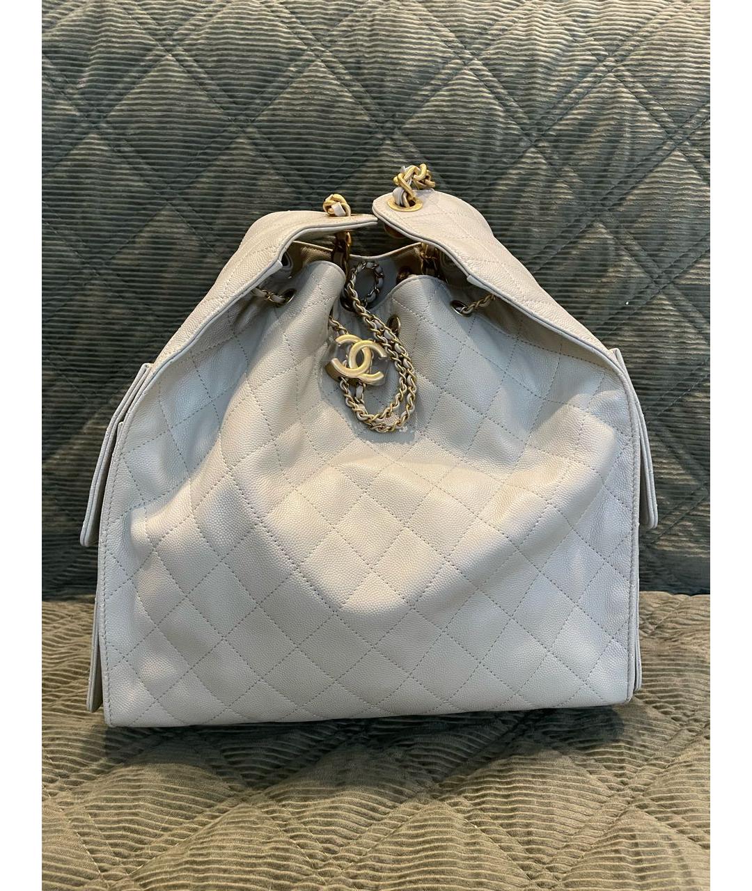 CHANEL Белая кожаная сумка тоут, фото 7