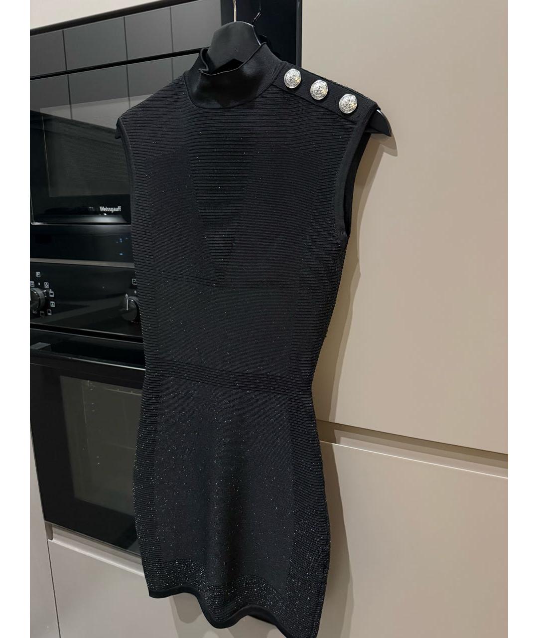BALMAIN Черное вискозное коктейльное платье, фото 6