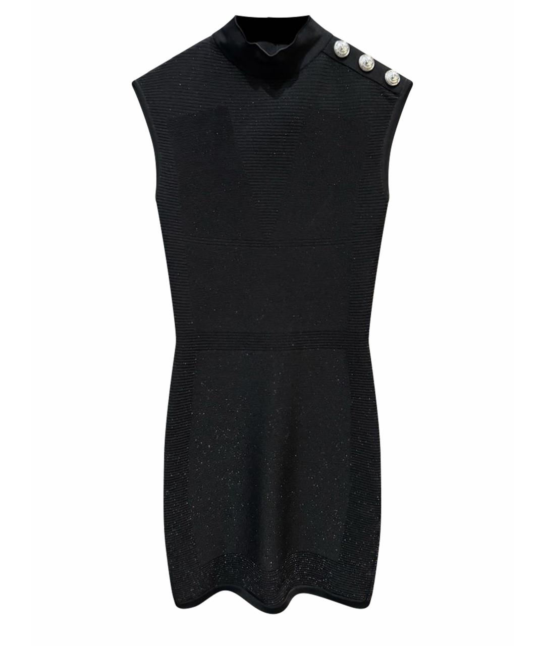 BALMAIN Черное вискозное коктейльное платье, фото 1