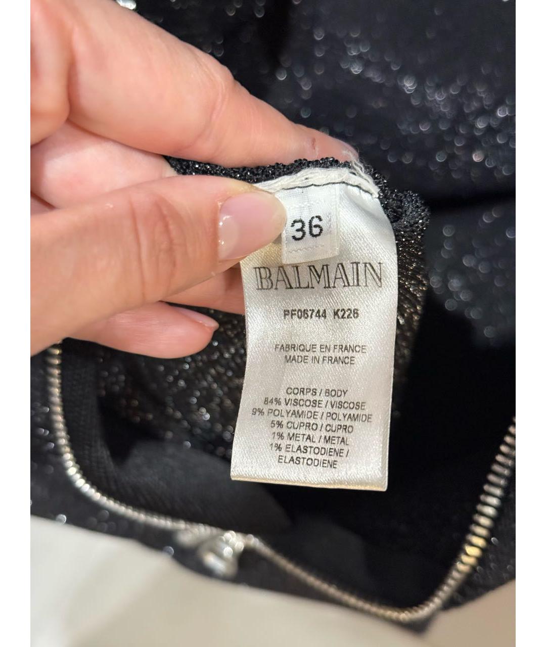 BALMAIN Черное вискозное коктейльное платье, фото 5