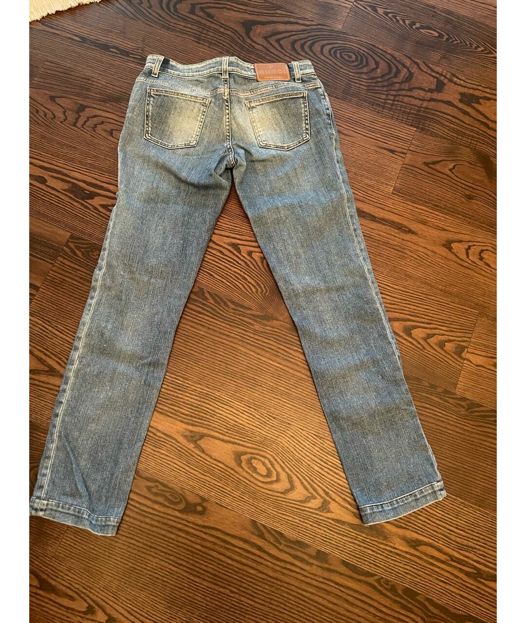 GUCCI Голубые хлопковые прямые джинсы, фото 4