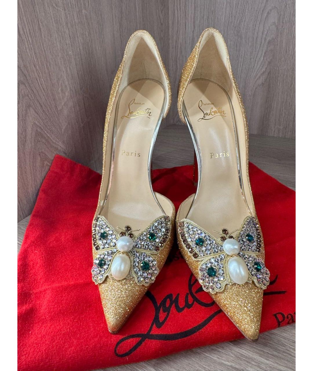 CHRISTIAN LOUBOUTIN Золотые туфли, фото 2
