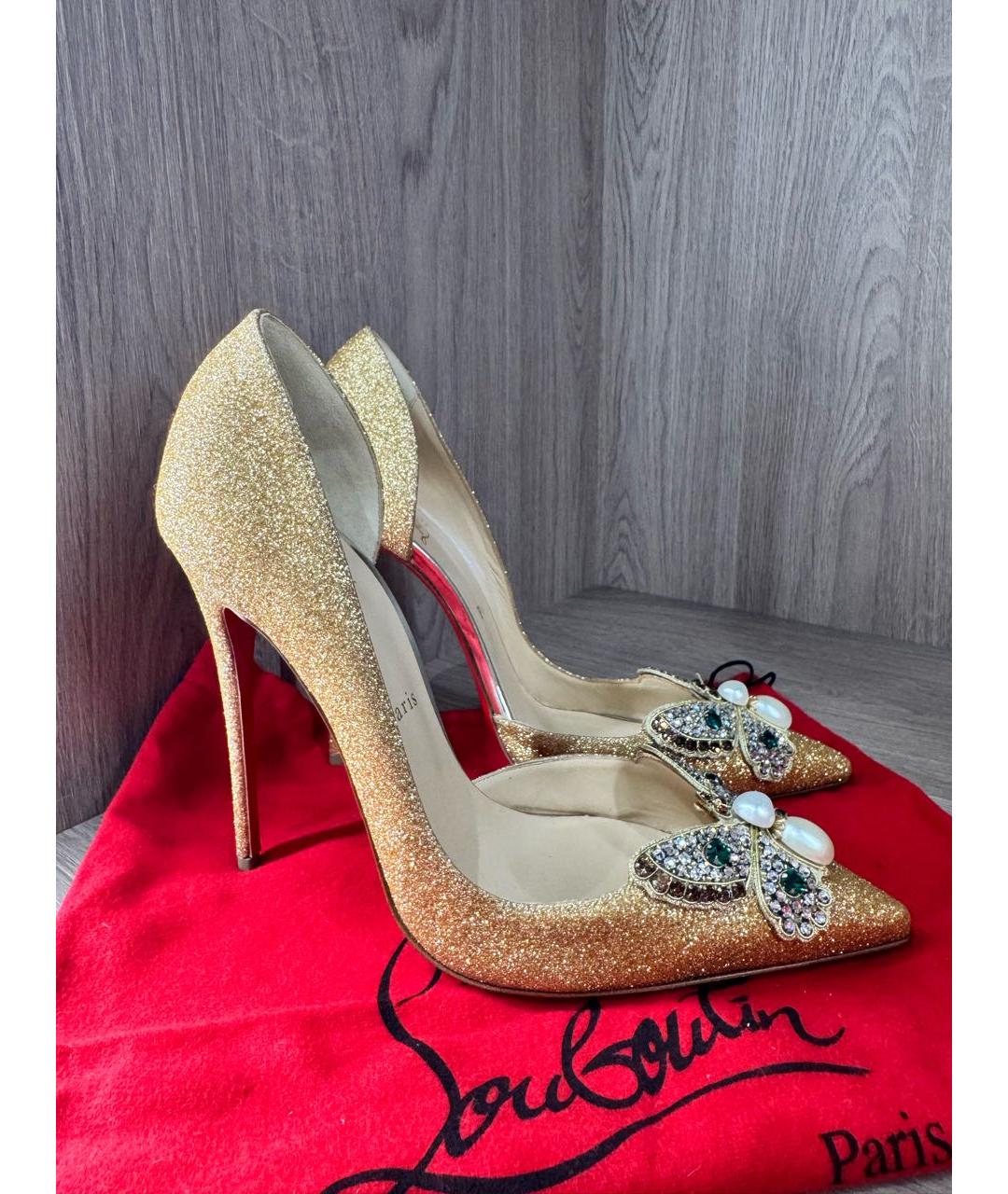 CHRISTIAN LOUBOUTIN Золотые туфли, фото 8