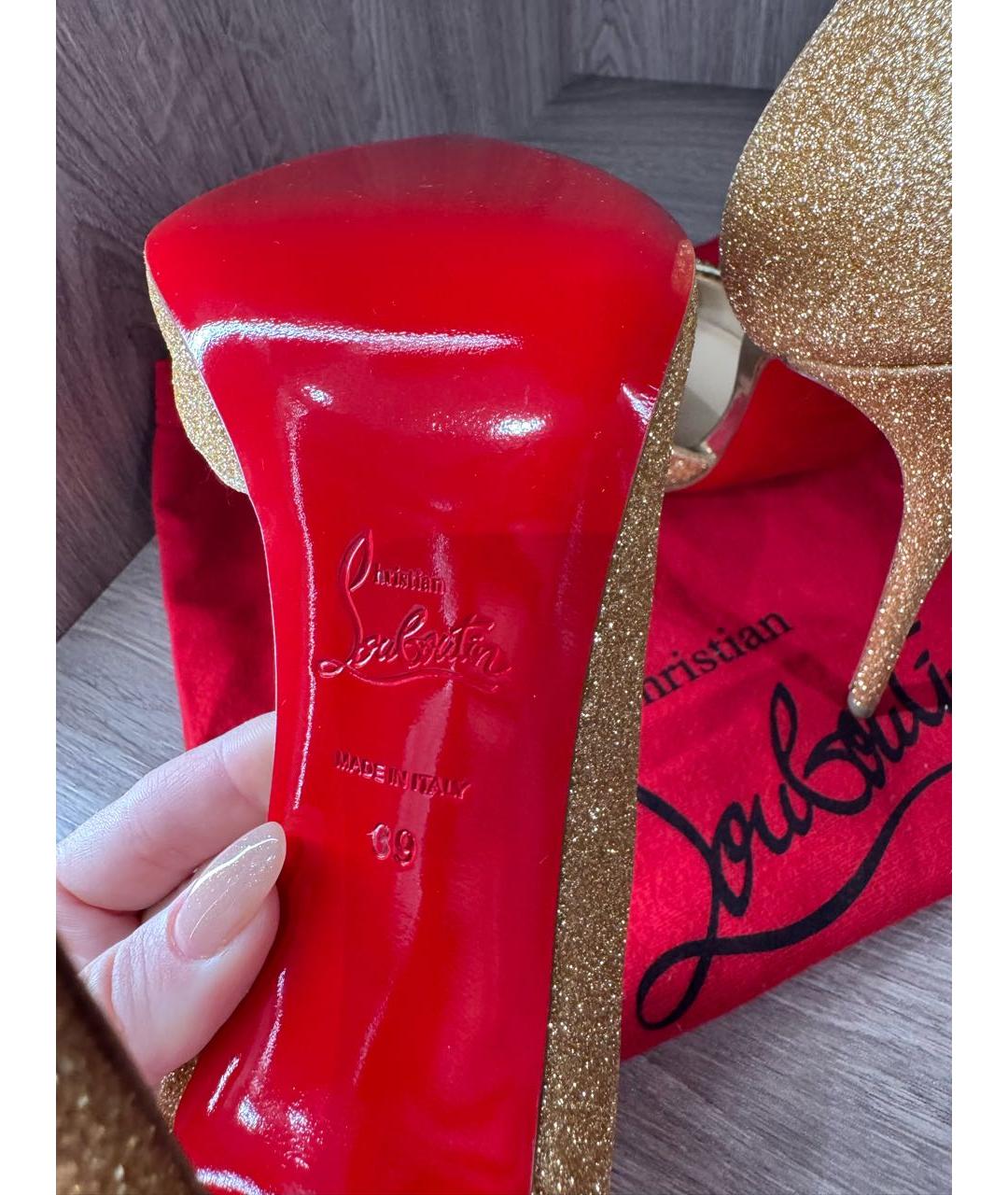 CHRISTIAN LOUBOUTIN Золотые туфли, фото 7