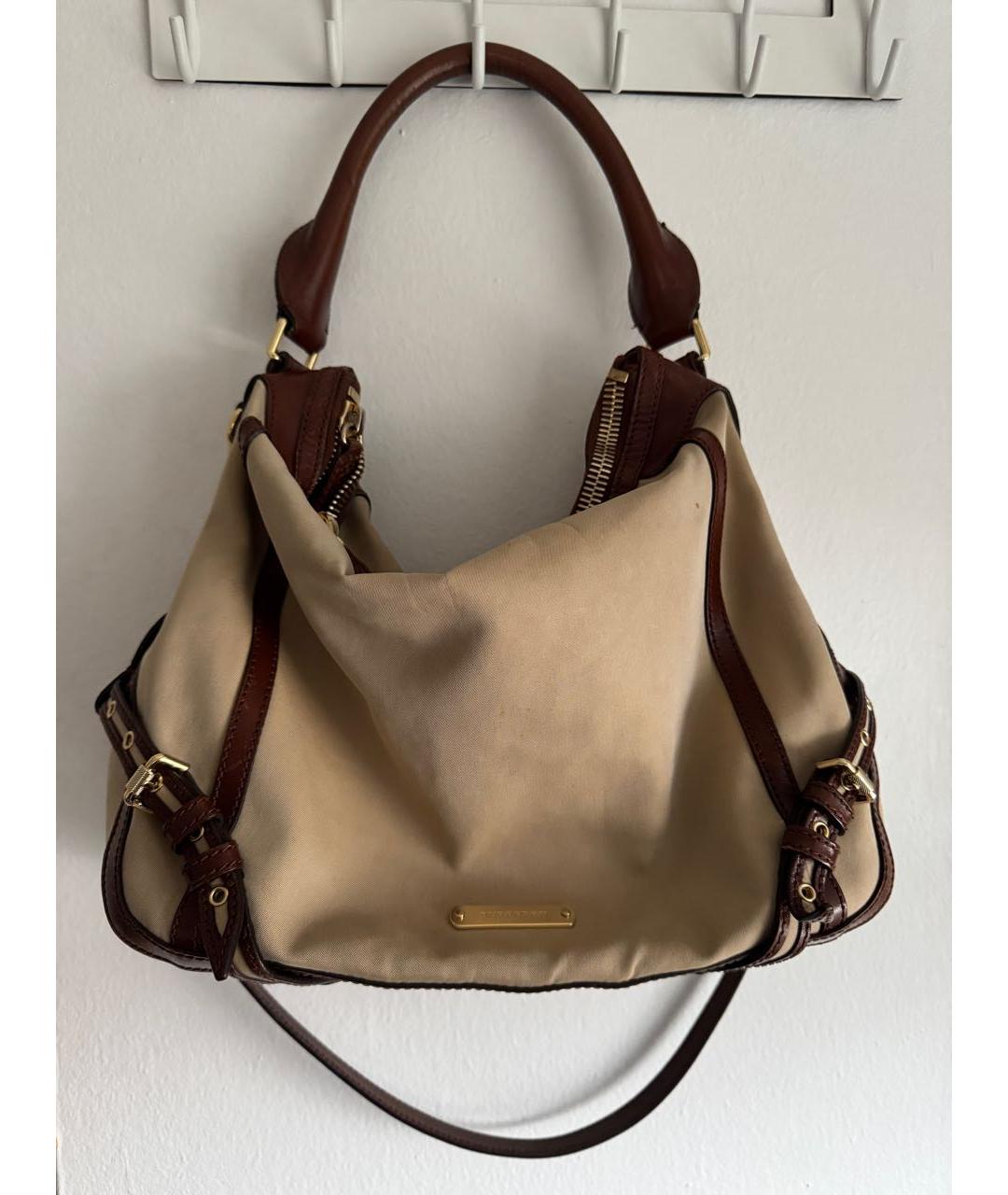 BURBERRY Бежевая тканевая сумка тоут, фото 9