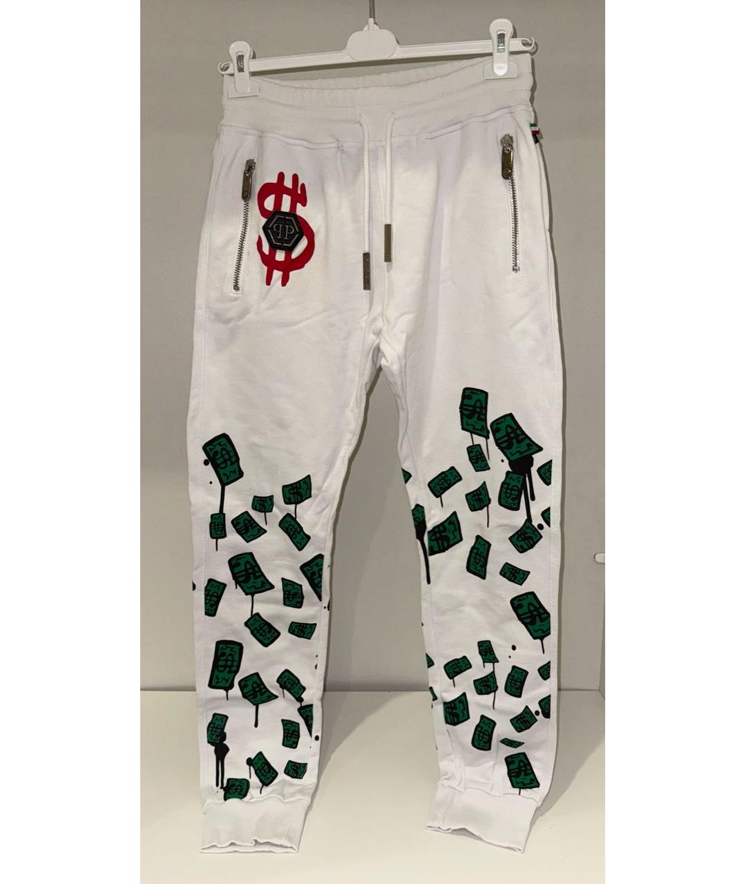 PHILIPP PLEIN Белые хлопковые повседневные брюки, фото 2