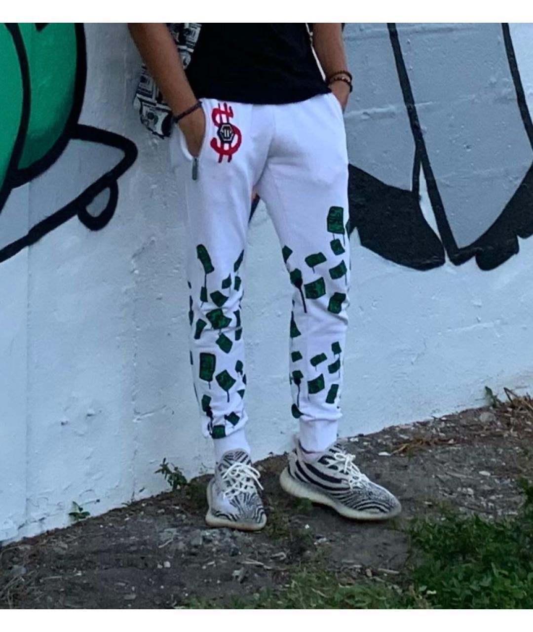 PHILIPP PLEIN Белые хлопковые повседневные брюки, фото 7