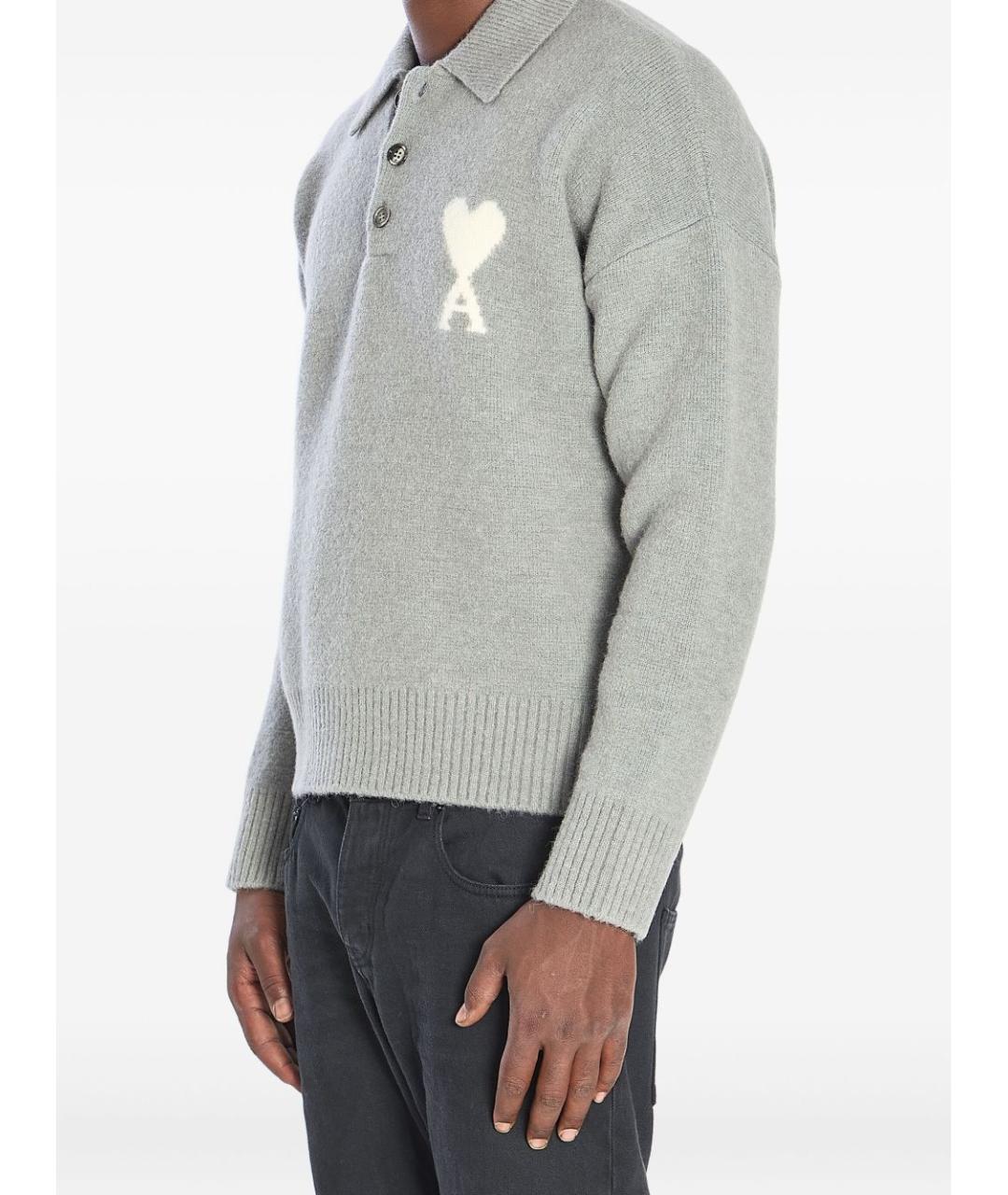 Ami Paris Серый шерстяной джемпер / свитер, фото 5