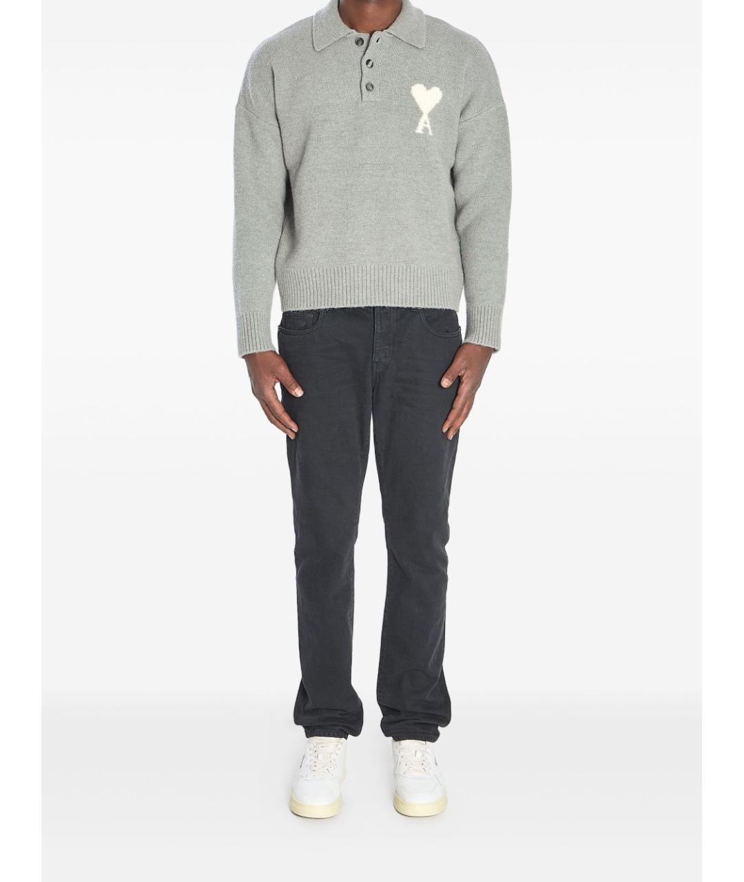 Ami Paris Серый шерстяной джемпер / свитер, фото 3