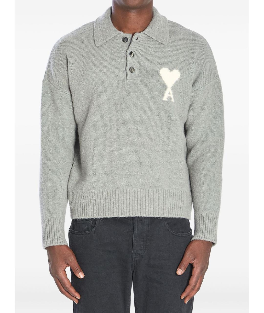 Ami Paris Серый шерстяной джемпер / свитер, фото 2