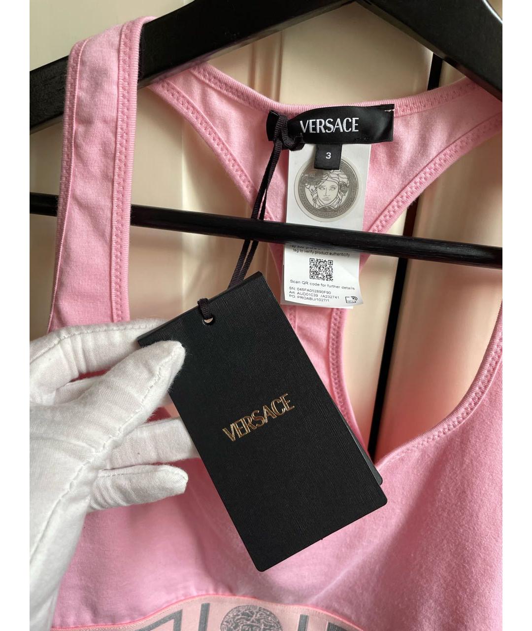 VERSACE Розовая хлопковая майка, фото 5