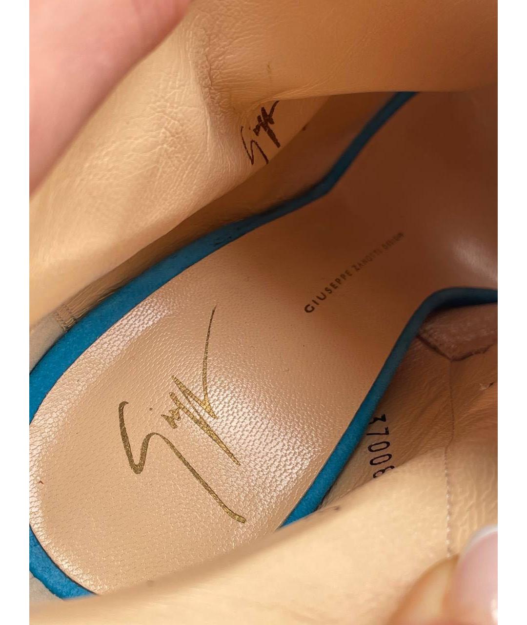 GIUSEPPE ZANOTTI DESIGN Голубые замшевые ботильоны, фото 6