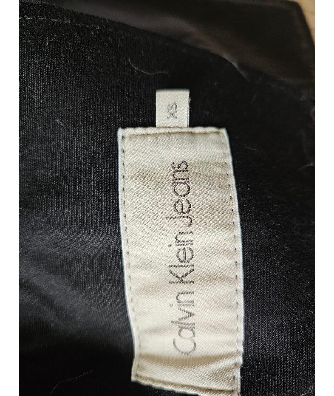 CALVIN KLEIN Черная кожаная куртка, фото 5