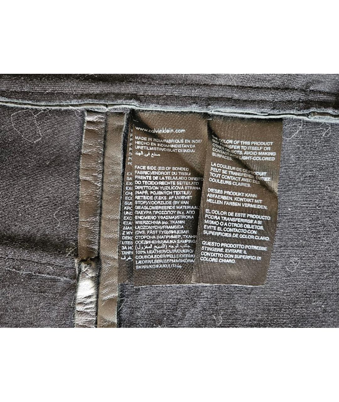 CALVIN KLEIN Черная кожаная куртка, фото 6