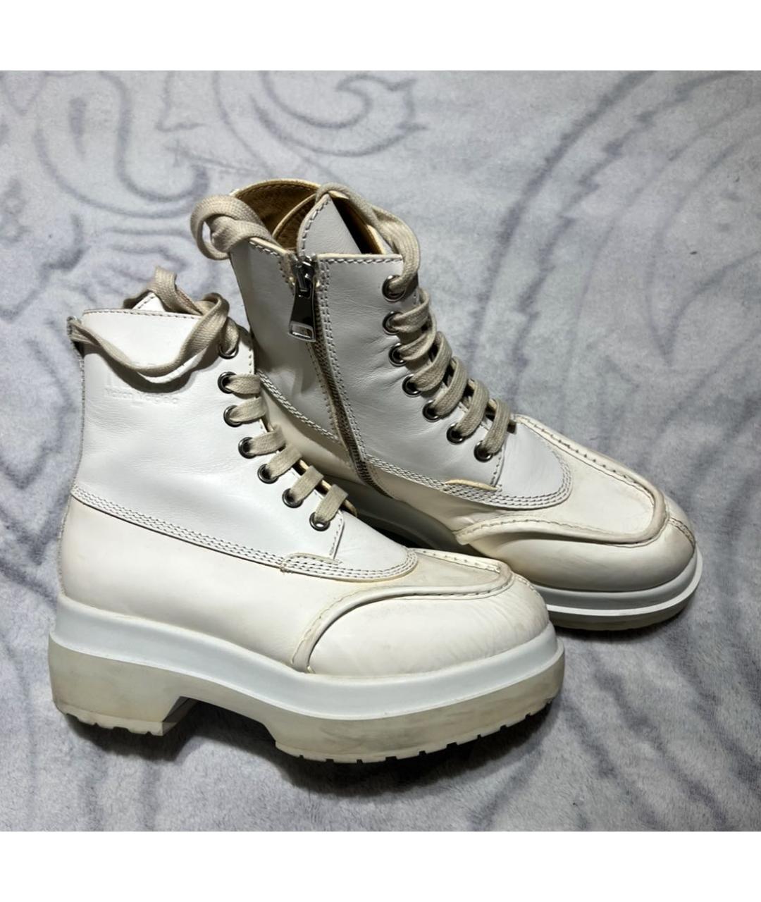 MAISON MARGIELA Белые кожаные ботинки, фото 4