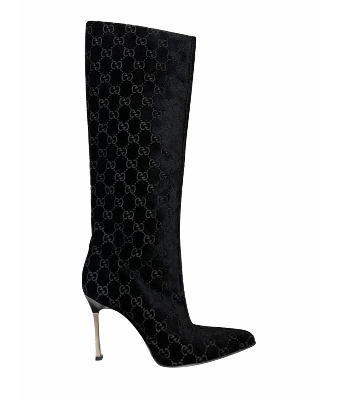 GUCCI Черные кожаные сапоги, фото 1