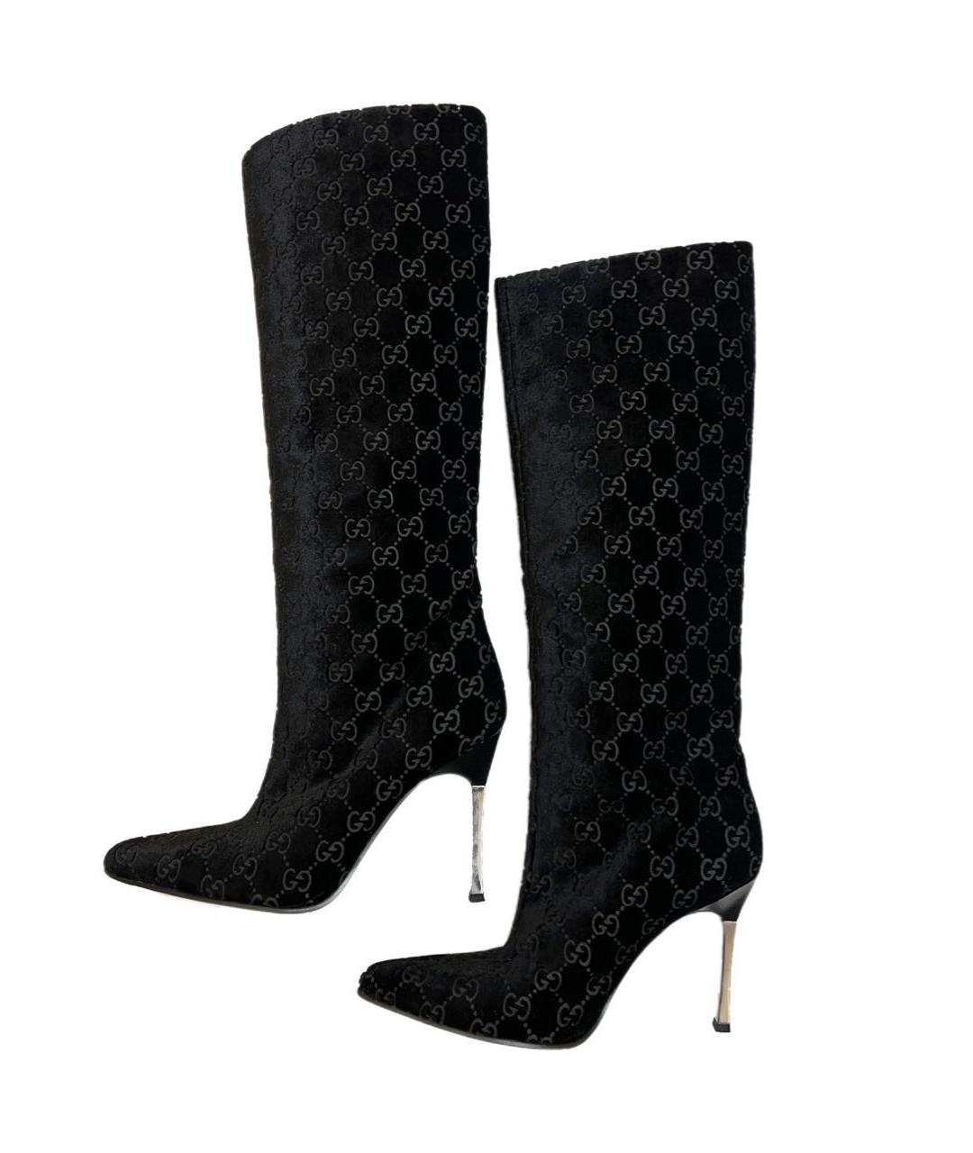 GUCCI Черные кожаные сапоги, фото 9