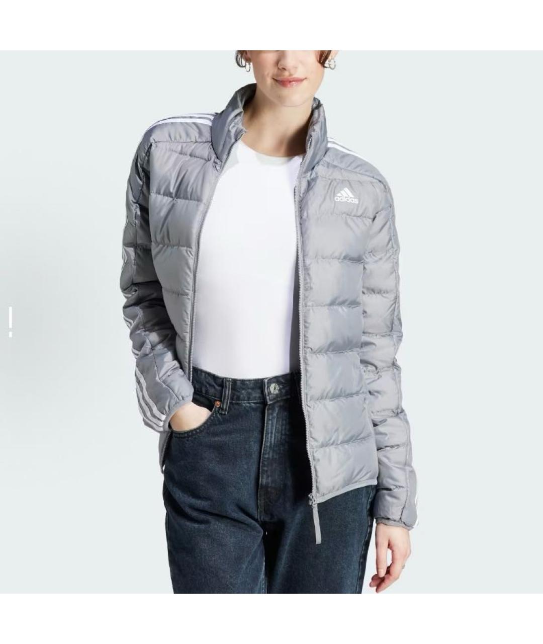 ADIDAS Серая полиэстеровая куртка, фото 2