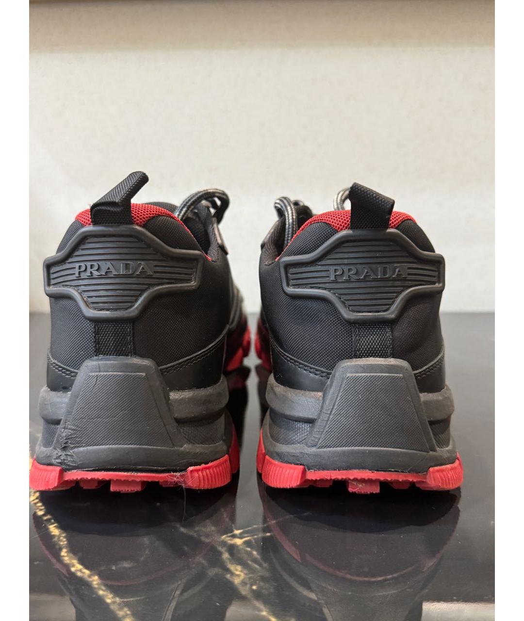 PRADA Черные синтетические низкие кроссовки / кеды, фото 4